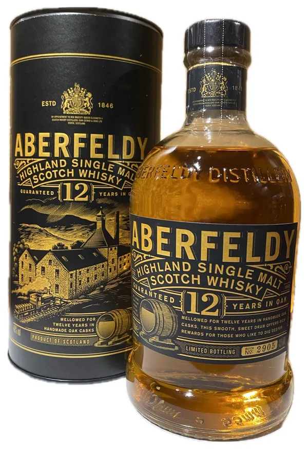 Aberfeldy 12 Year Old, Bourbon & Sherry Cask, Batch No. 2905, 40% whisky bottle